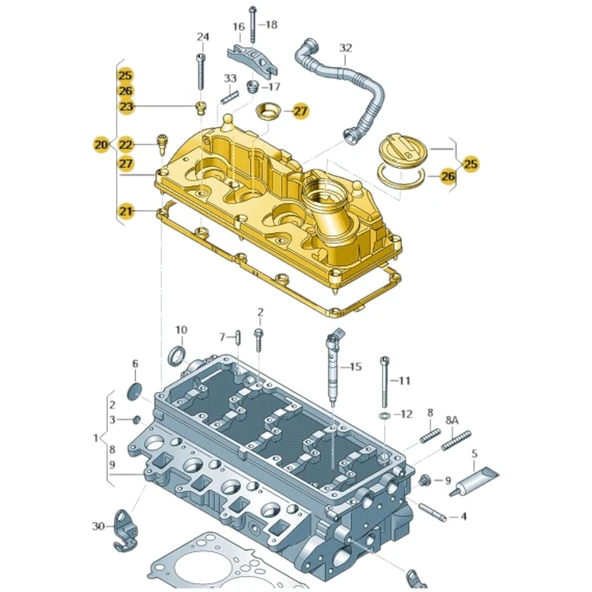 VW Caravelle 2016-2019 2.0 Dizel Motor Külbütör Kapağı 03L103469G - 3