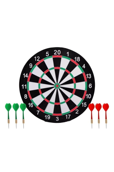 Büyük Boy Dart Seti 36 Cm Çift Taraflı Dart Hedef Tatası 6 Oklu