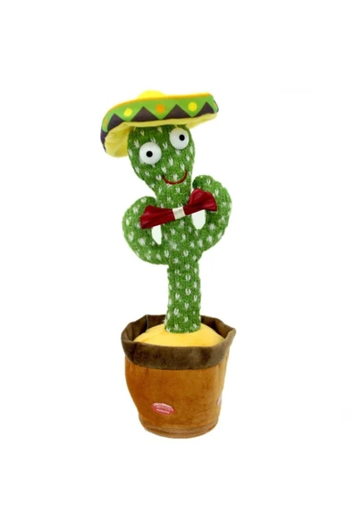 Konuşan Dans Eden Kaktüs Müzikli Işıklı Saksı Peluş Oyuncak Cactus Toy - 6