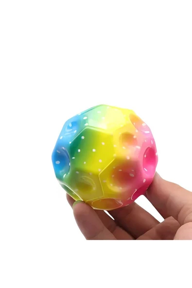 Yükseğe Zıplayan Delikli Bouncer Ball Süper Uzay Topu 1 Adet gökkuşağı renkleri