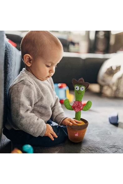 Konuşan Dans Eden Kaktüs Işıklı Saksı Pelüş Oyuncak - 5