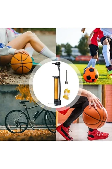 Bisiklet Pompası Bisiklet El Hava Pompası Lastik Top Şişirme Pompası Iğne Hediyeli - 2