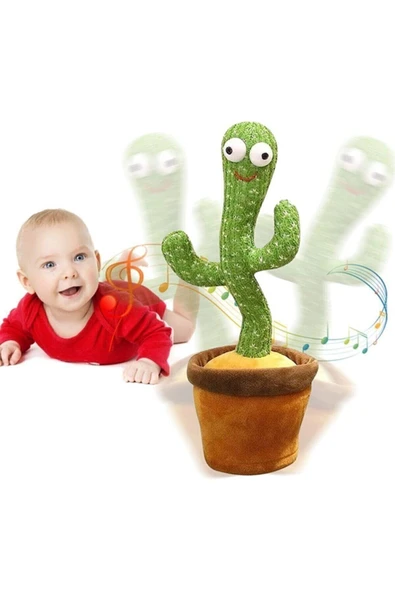Konuşan Dans Eden, Müzikli Işıklı Saksı Kaktüs Peluş Oyuncak - 2