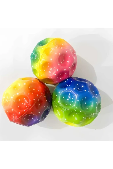 Yükseğe Zıplayan Delikli Bouncer Ball Süper Uzay Topu 1 Adet gökkuşağı renkleri - Resim 2