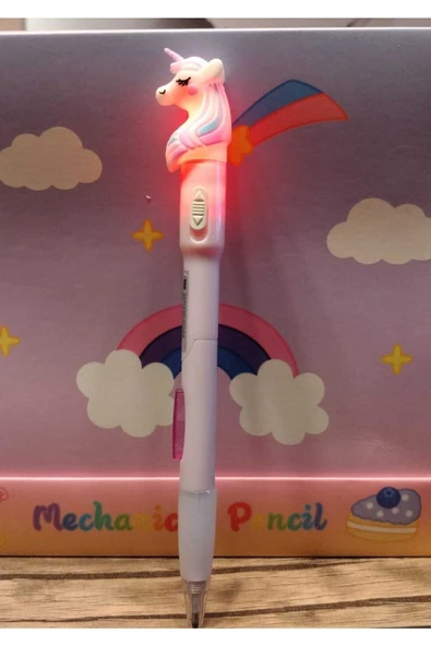 Unicorn Başlıklı Işıklı Versatil 0.7 Uçlu Kalem - Resim 2