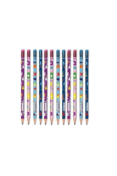 Kids Silgili Yuvarlak Kurşun Kalem Hb 12 Li Paket - Resim 2