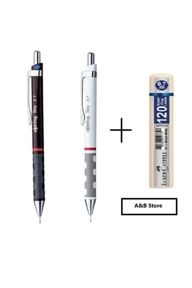 Tikky Versatil Uçlu Kalem 0.7 Set Bordo-beyaz Ve Faber Castell Grip Min 0.7 2b 120`li - Okul Seti