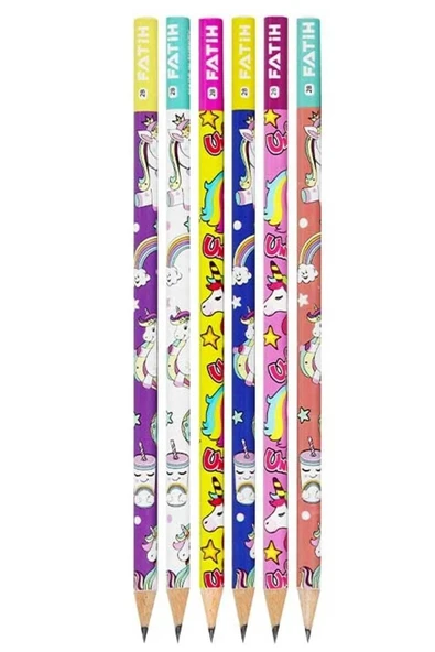 3 adet unicorn okul öğrenci kız kurşun kalem