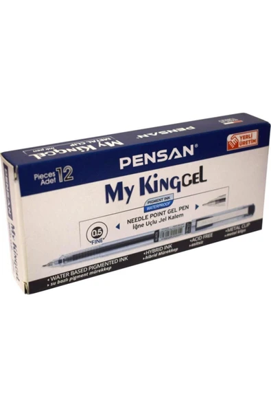 6405 My-king Jel Tükenmez Kalem Metal Klipsli 0,5 Mm Siyah (12 Li Paket) Pe06405siyah