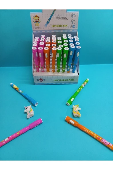 Görünmez Kalem Seti 6'lı Set - 4 Adet Kalem 2 Adet Unicorn Kalem Başlığı Hediye - Resim 3