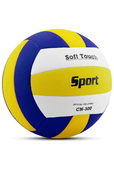 5 Numara Voleybol Topu Soft Touch Yapıştırma Yumuşak Yüzey 18 Panel 5 Numara Mavi Sarı