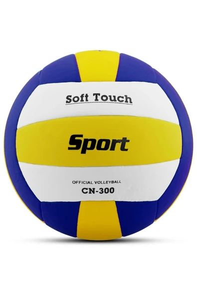 5 Numara Voleybol Topu Soft Touch Yapıştırma Yumuşak Yüzey 18 Panel 5 Numara Mavi Sarı - 2