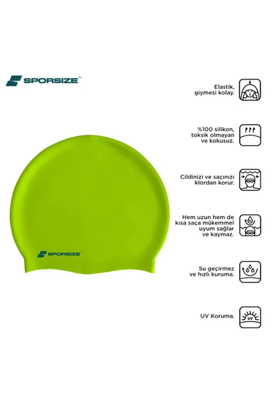 Silicone Swimming Cap - Deniz Ve Havuz Silikon Yüzücü Bonesi - 6