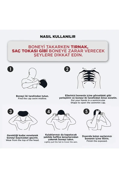 Silicone Swimming Cap - Deniz Ve Havuz Silikon Yüzücü Bonesi - 7