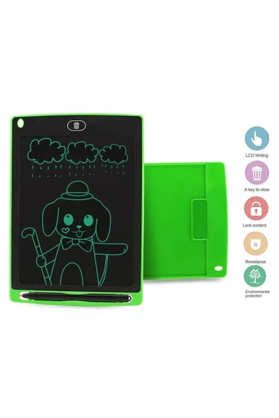 Dijital Kalemli Çizim Yazı Tahtası Not Yazma Eğitim Tableti Writing Tablet 8,5 Inç Yeşil - Resim 5