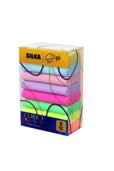 Silka Curved Rainbow Pastel Silgi 8'li Sg.51 ürün görseli