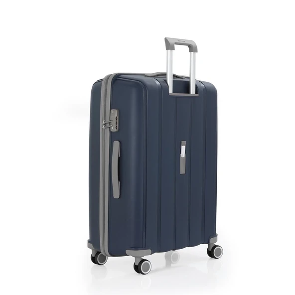 MÇS Bavul Büyük ve Orta 2li Set Kırılmaz Silikon Valiz V305 Laci/Gri - Resim 4