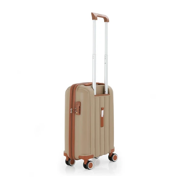 MÇS Bavul Büyük ve Kabin 2li Set Kırılmaz Silikon Valiz V305 Şamp/Kahve - 8