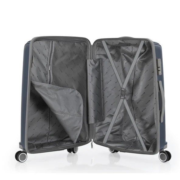 MÇS Bavul Büyük ve Orta 2li Set Kırılmaz Silikon Valiz V305 Laci/Gri - Resim 6