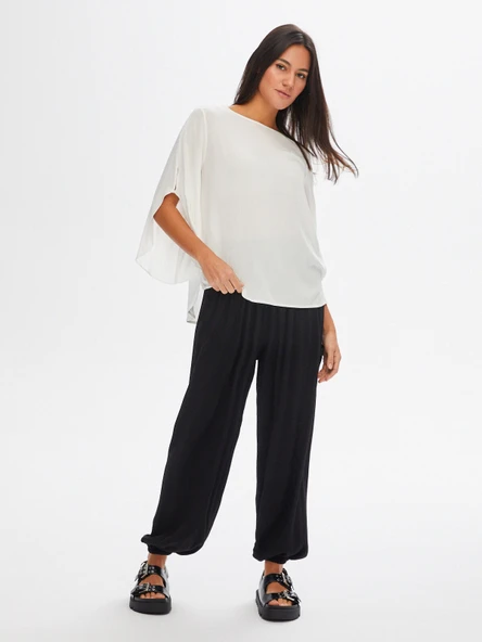 Faik Sönmez Kendinden Dokulu Yuvarlak Yaka Dokuma Kadın Bluz U68154 - 9