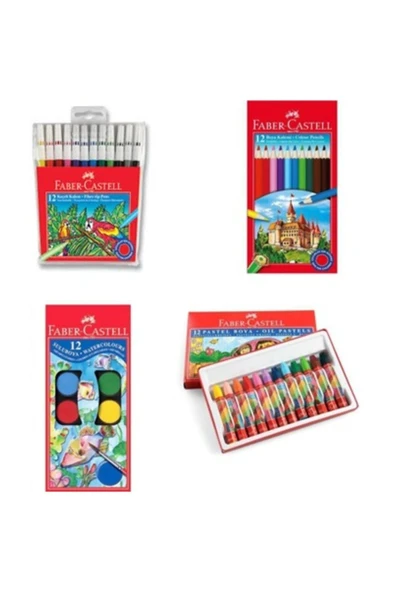 Faber-castell 4 Lü Boya Seti (12Lİ KURU-SULU-PASTEL-KEÇELİ) B.s