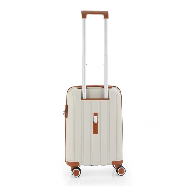 MÇS Bavul Orta ve Kabin 2li Set Kırılmaz Silikon Valiz V305 Kemik/Kahve - 8