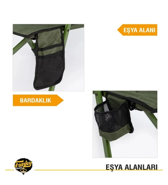 Comfort 3 Kademeli Katlanabilir Kamp Sandalyesi-Haki - 6