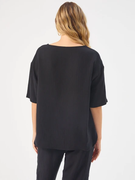 Faik Sönmez Kadın Önü Cep Detaylı Dokuma Bluz U68182 - 6