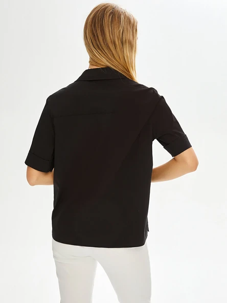 Faik Sönmez Kadın Kısa Kollu Stretch Poplin Gömlek U68358 - 6