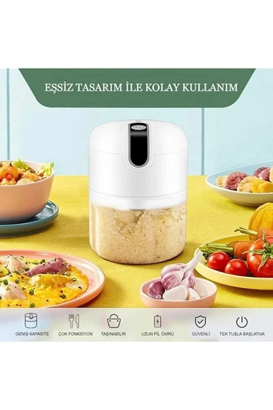 Usb Sarjlı Kablosuz 3 Bıçaklı Doğrayıcı Rondo 280 ml Hazneli 4436 - 3