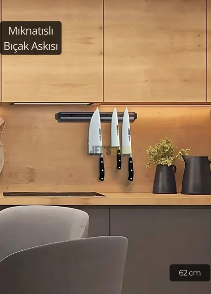 Bıçak Mıknatısı Askısı 62 cm Kalın Duvar Standı - 3