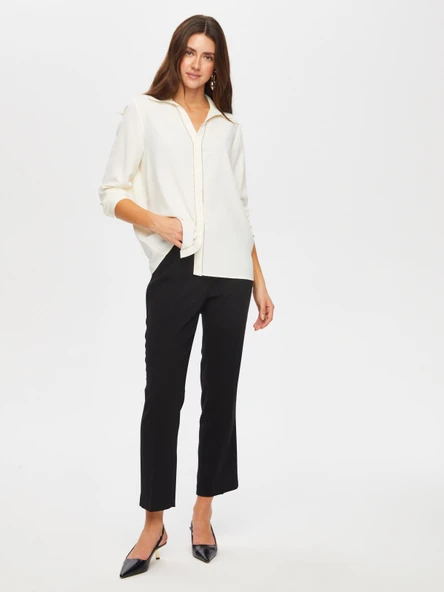 Faik Sönmez Kadın Zincir Şerit Detaylı Şık Gömlek 25YUS25GML014 - 7