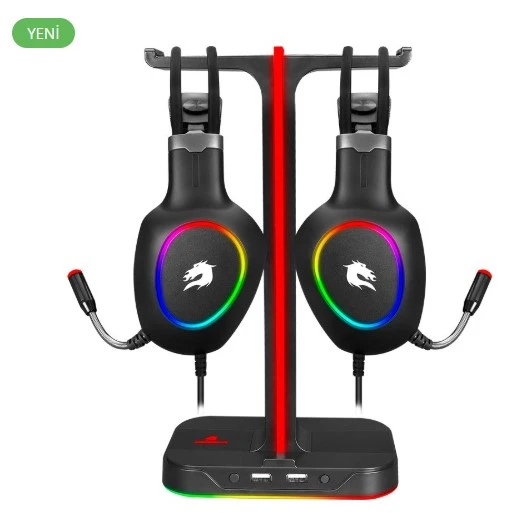 GameBooster HS01 RGB Aydınlatmalı İkili Kulaklık Standı - 3