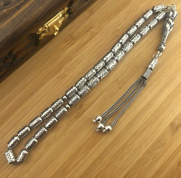 925 Ayar Gümüş  Kapsül Kesim Tesbih Model 4