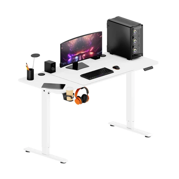 Adore Gaming Maestro-X Yükseklik Ayarlı Oyuncu Masası - Beyaz 140x72-117x60 cm - 6