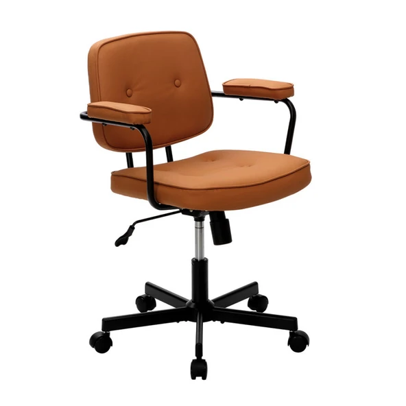 Button Çalışma Sandalyesi S.Deri - Koyu Hardal 62x77-87x60 cm - 5