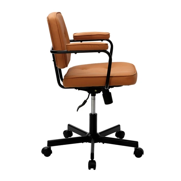 Button Çalışma Sandalyesi S.Deri - Koyu Hardal 62x77-87x60 cm - 7