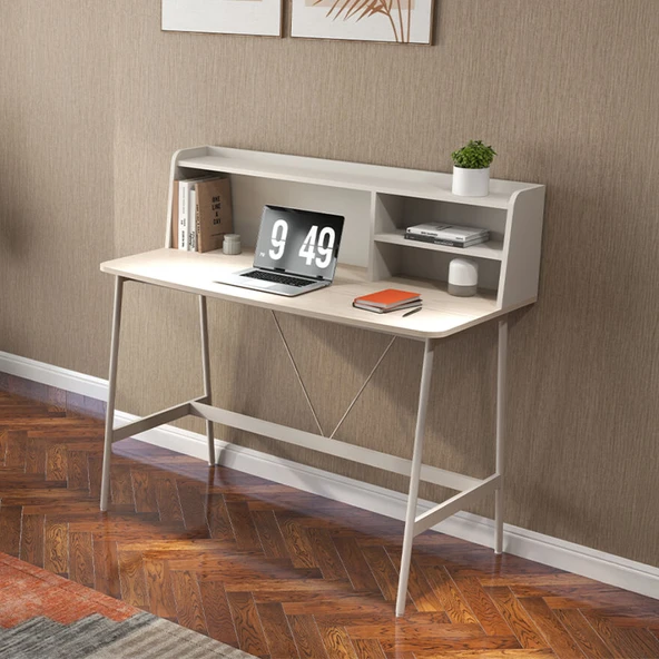 Tower Raflı Çalışma Masası - Ceviz / Krem 115,5x55x106 cm - 10