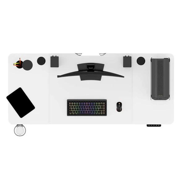 Adore Gaming Maestro-X Yükseklik Ayarlı Oyuncu Masası - Beyaz 140x72-117x60 cm - 7