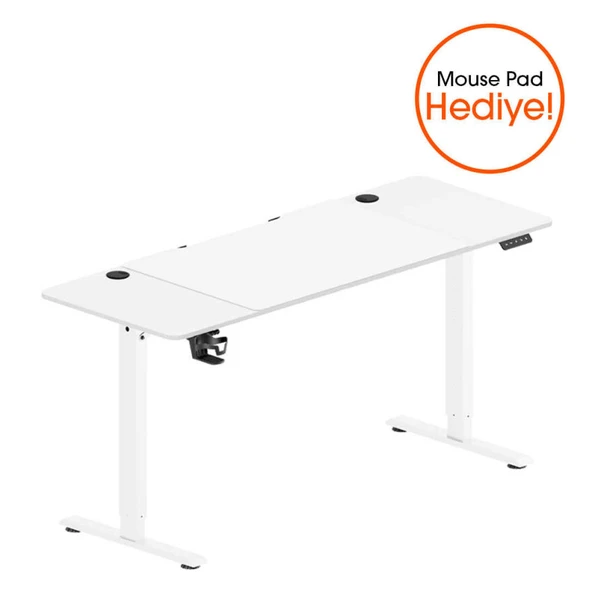 Adore Gaming Elevator-X Yükseklik Ayarlı Oyuncu Masası - Beyaz 160x72-117x75 cm - 5