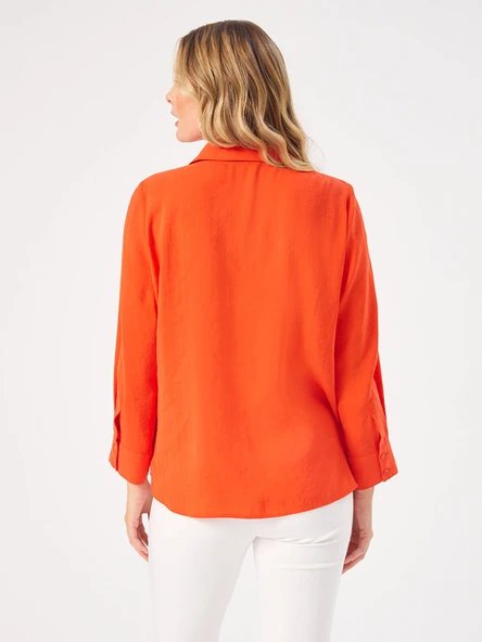 Faik Sönmez Kadın Punto Nakış Detaylı Modallı Gömlek U68399 - 3