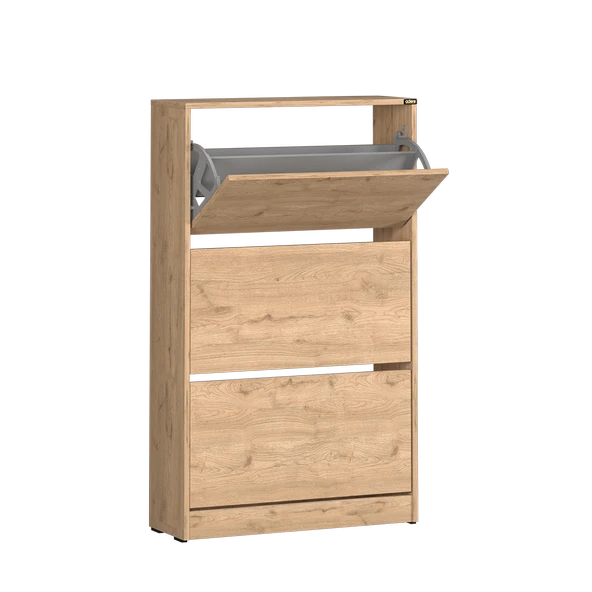 Flat Duo 3 Katlı Geniş Ayakkabılık - Florida Meşe 73x119x26 cm - 4