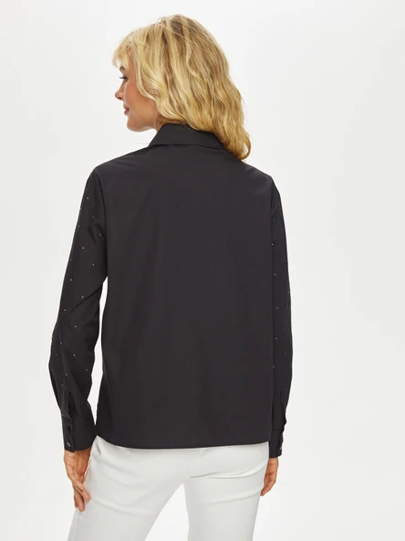 Faik Sönmez Kadın Taşlı Poplin Gömlek U69309 - 9