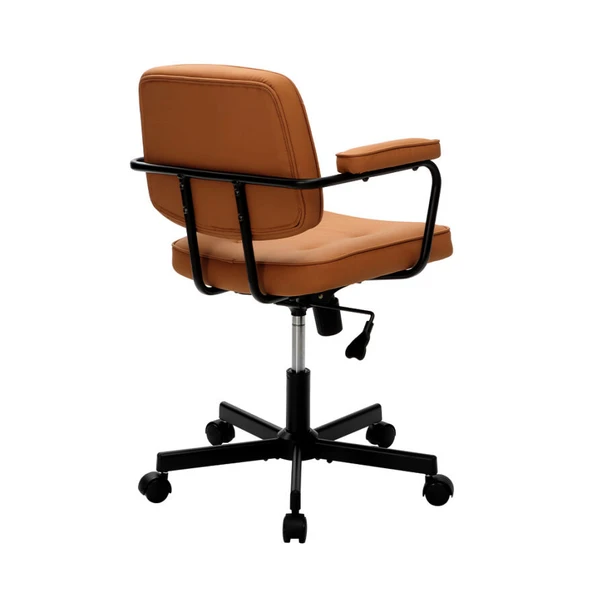 Button Çalışma Sandalyesi S.Deri - Koyu Hardal 62x77-87x60 cm - 6