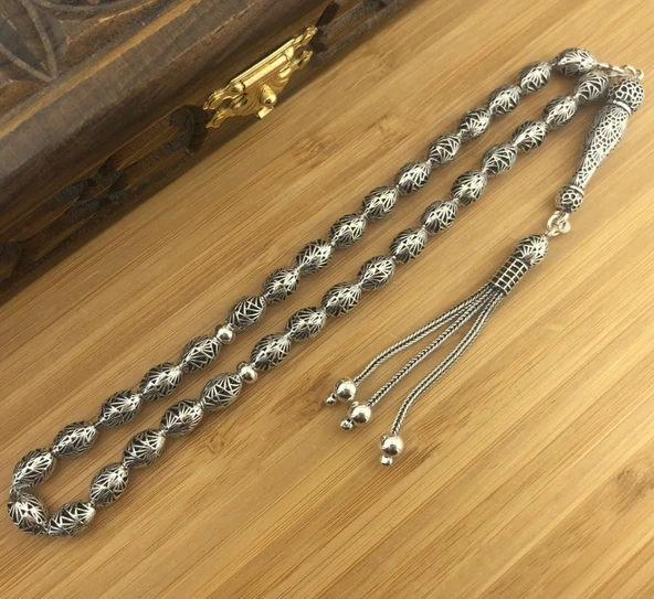 925 Ayar Gümüş Arpa Kesim Tesbih Model 2