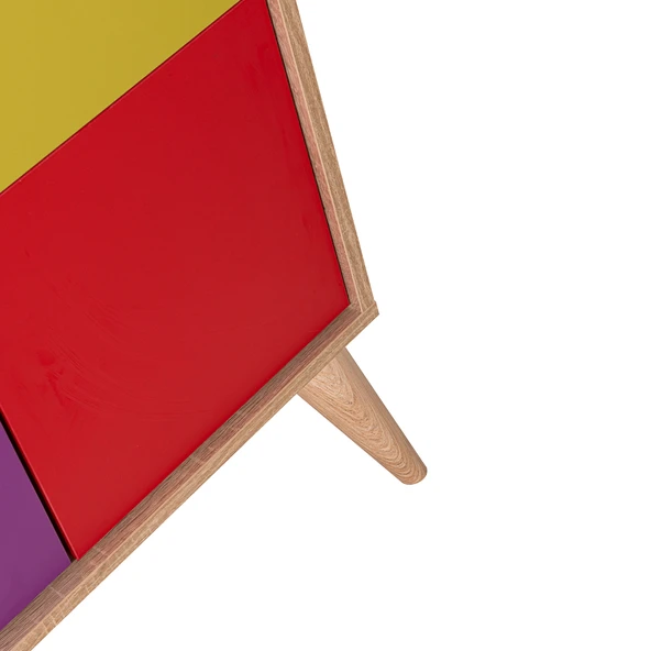 Rainbow Genç Odası 10 Raflı 5 Kapaklı Kitaplık Sonoma / Karşık Renk 67x185x30 cm - 6