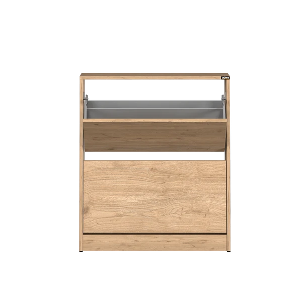 Flat Duo 2 Katlı Geniş Ayakkabılık - Florida Meşe 73x84x26 cm - 2