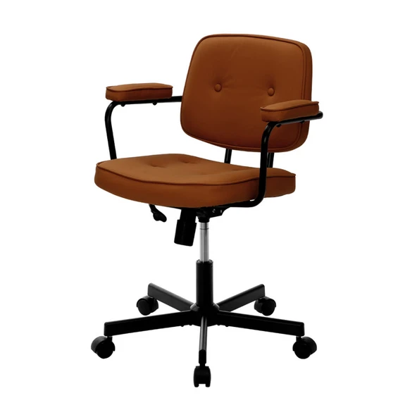 Button Çalışma Sandalyesi S.Deri - Koyu Hardal 62x77-87x60 cm - 9