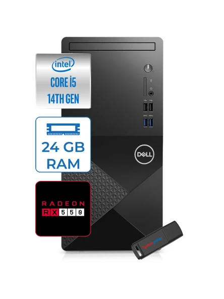 Dell Vostro 3020MT Intel Core I5 14400 24GB 256GB SSD 4GB/RX550 WİN11H Masaüstü Bilgisayar ZTN2042VDT3020MTRH111+ZETTAUSBBELLEK