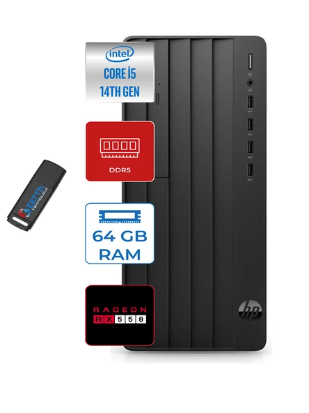 Hp Pro 290 G9 Intel Core I5 14400 64GB Ddr5 1tb Windows 11 Pro 4GB/RX550 Masaüstü Bilgisayar GA54XLETRXP18 + Zettausbbellek